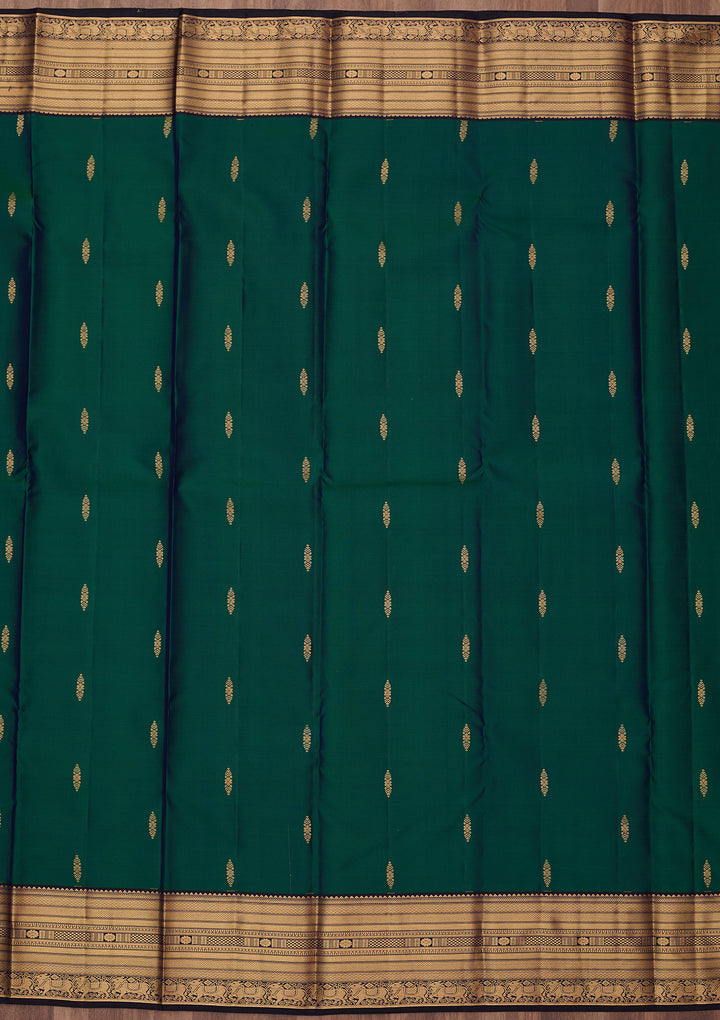 Peacock Green Zariwork (Gold) Silk Silk_Saree