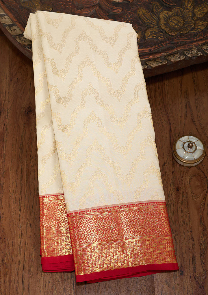 Cream Zariwork (Gold) Pure Silk Silk_Saree