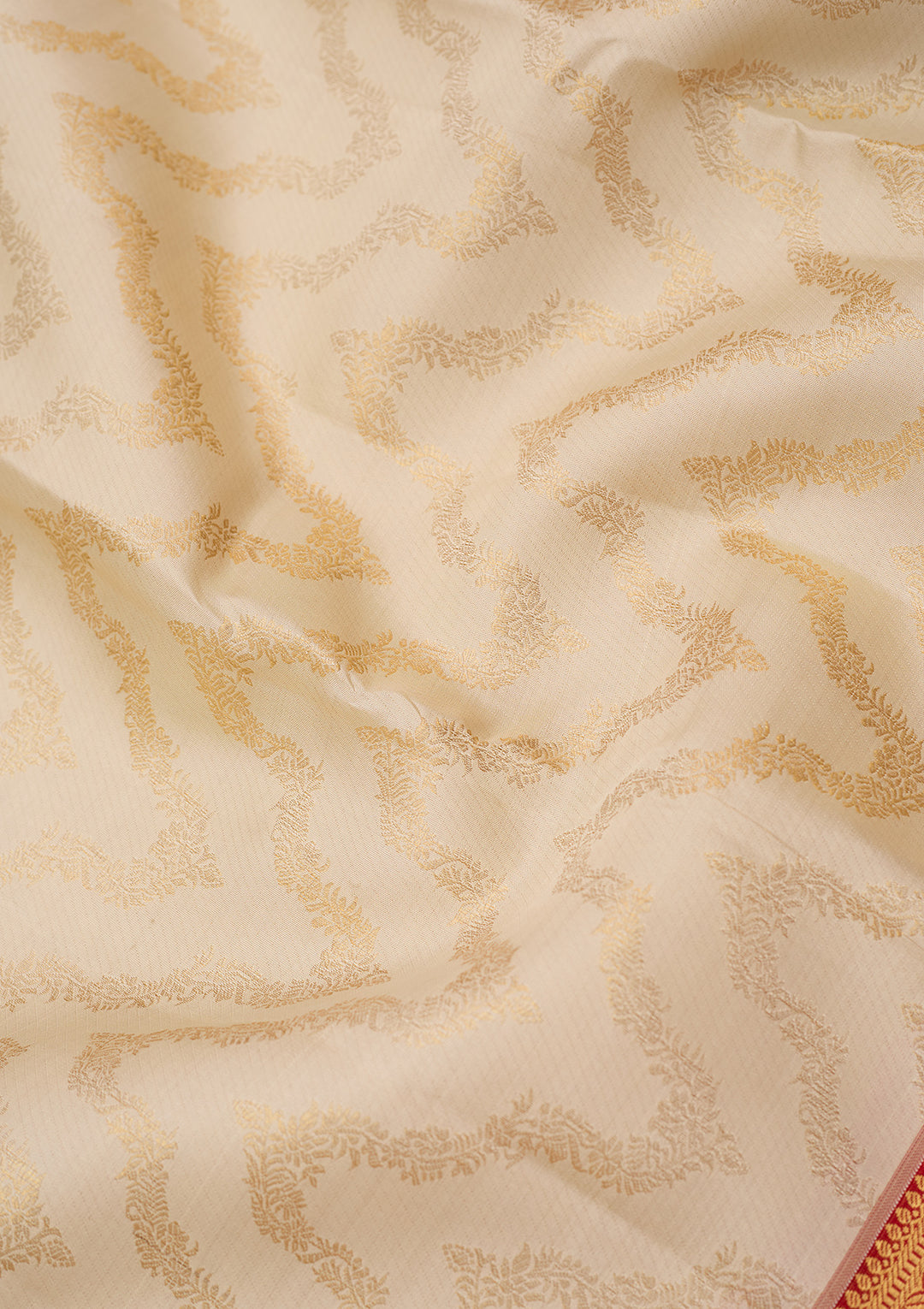 Cream Zariwork (Gold) Pure Silk Silk_Saree