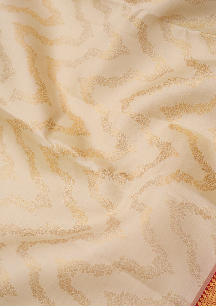 Cream Zariwork (Gold) Pure Silk Silk_Saree