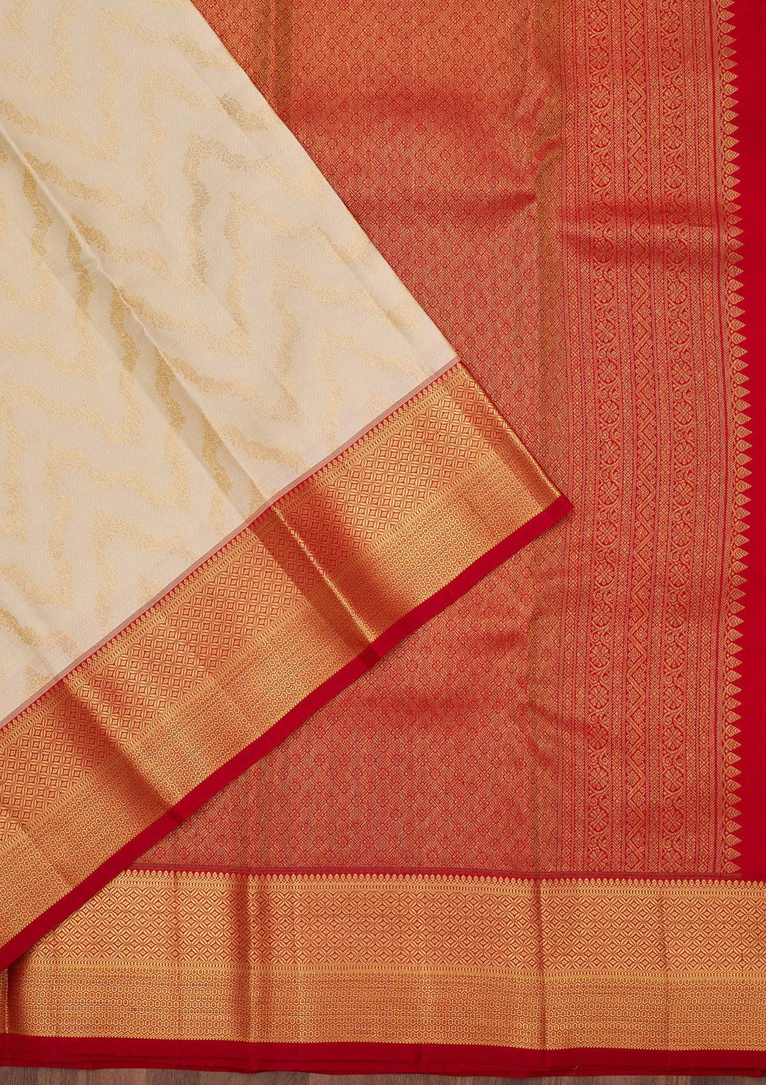Cream Zariwork (Gold) Pure Silk Silk_Saree