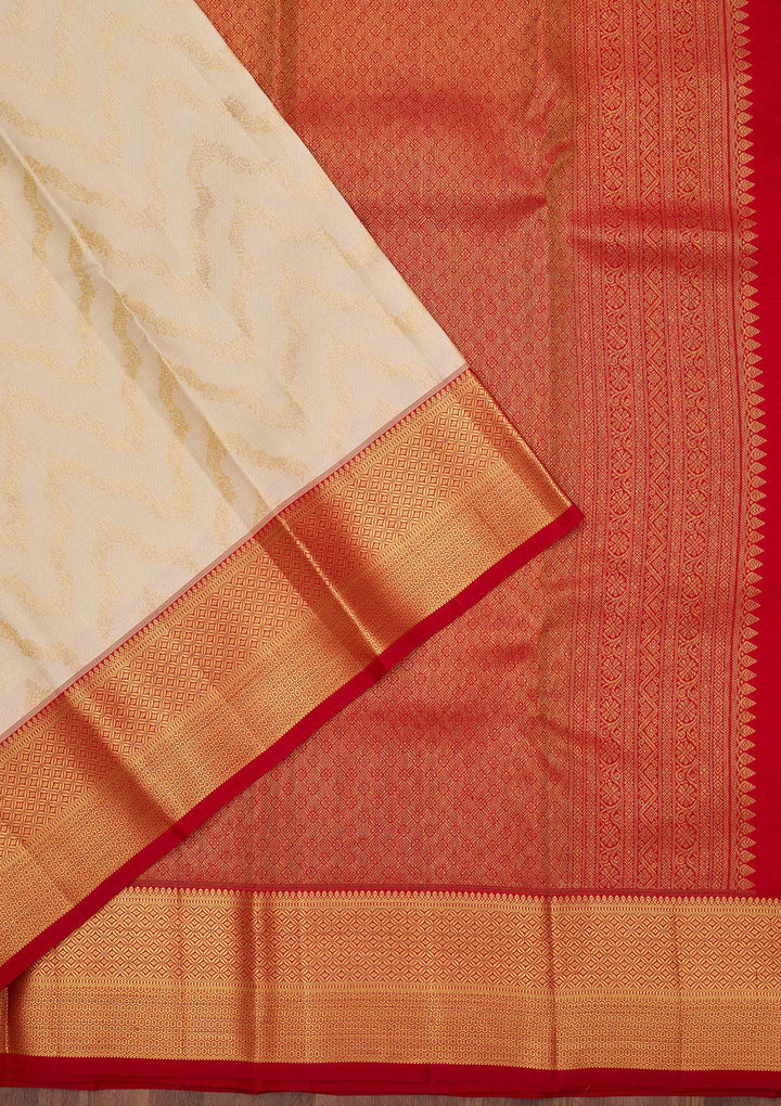 Cream Zariwork (Gold) Pure Silk Silk_Saree