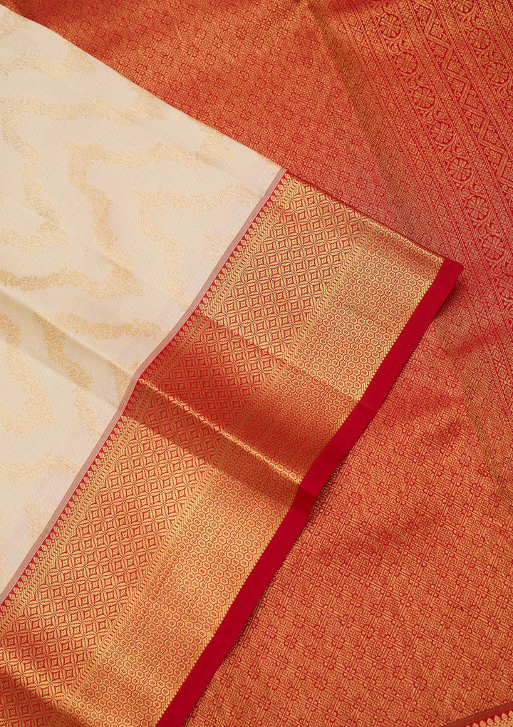 Cream Zariwork (Gold) Pure Silk Silk_Saree