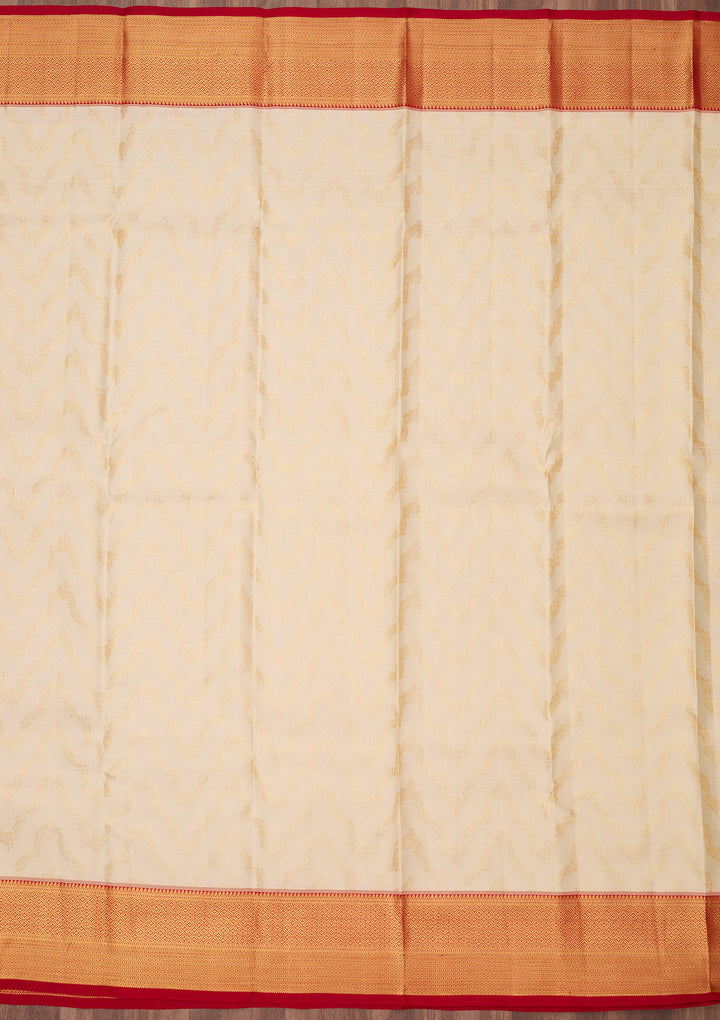 Cream Zariwork (Gold) Pure Silk Silk_Saree