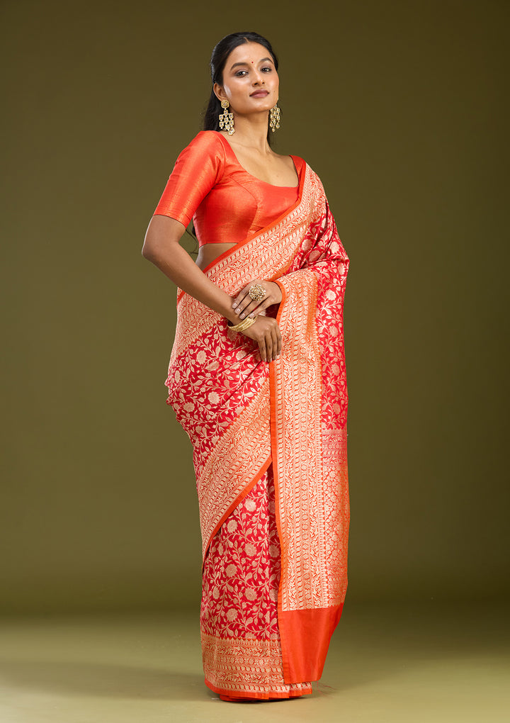 Red Zariwork (Gold) Art Silk Saree