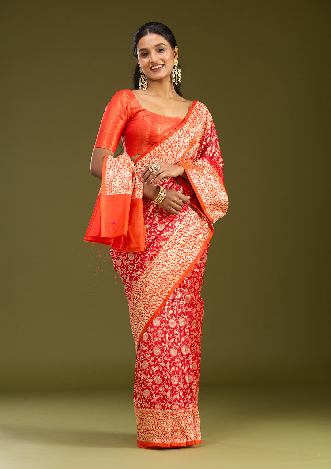 Red Zariwork (Gold) Art Silk Saree