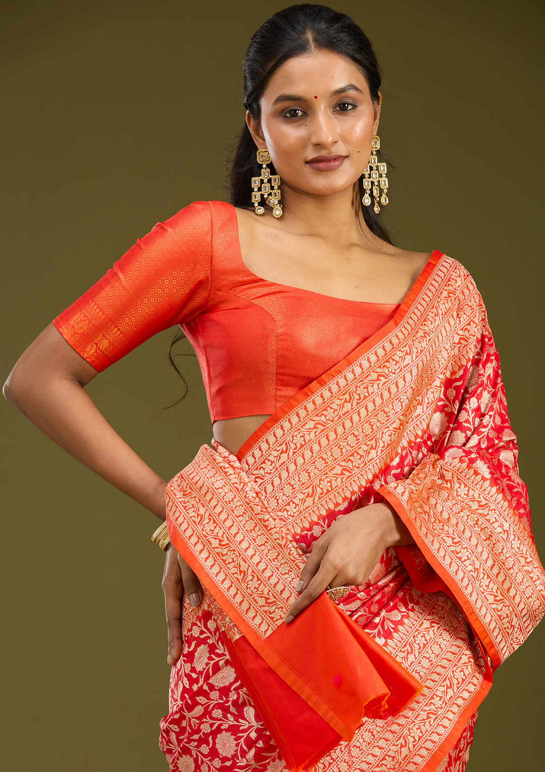 Red Zariwork (Gold) Art Silk Saree