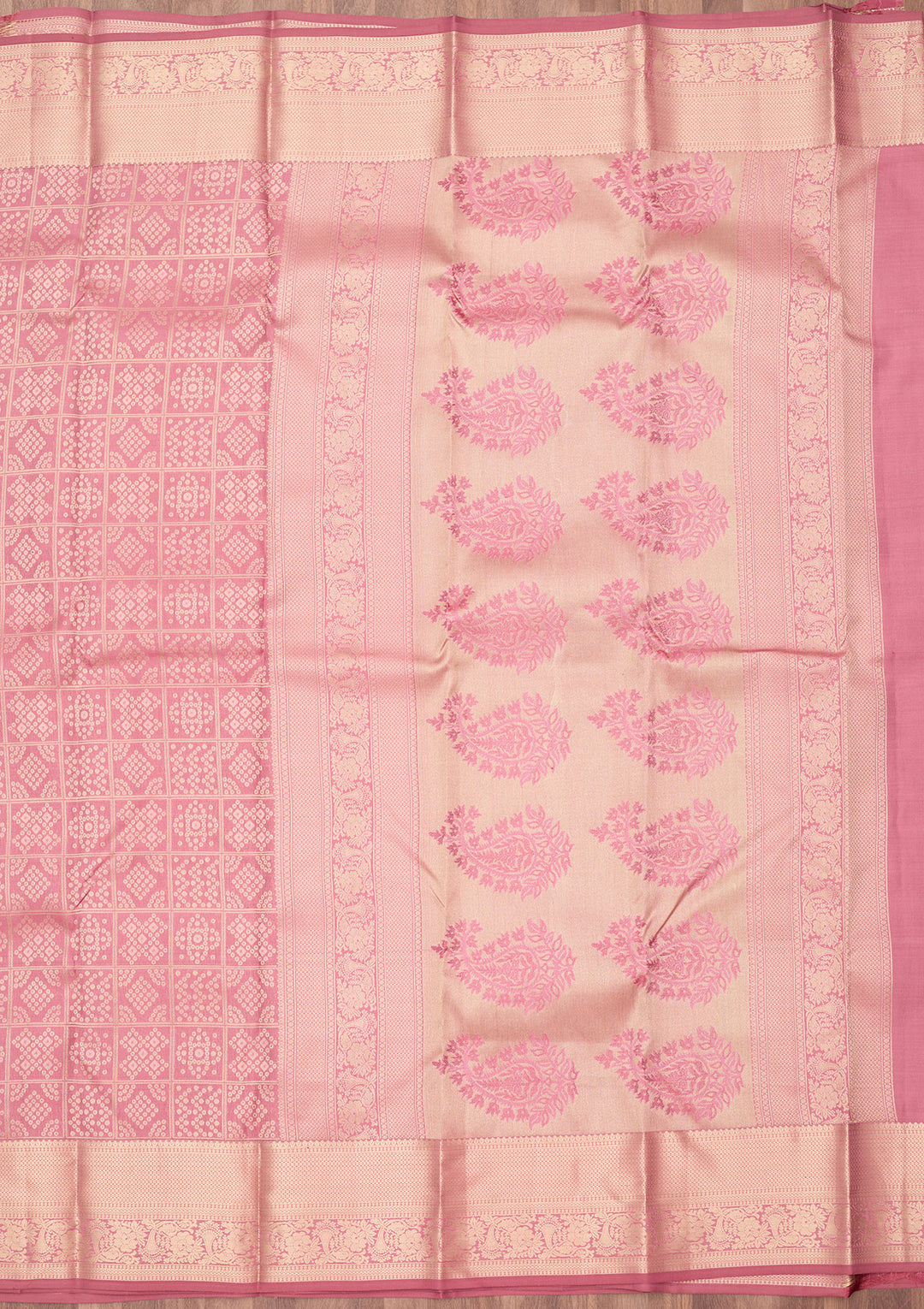 Onion Pink Zariwork (Gold) Silk Saree