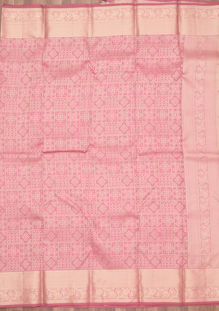 Onion Pink Zariwork (Gold) Silk Saree