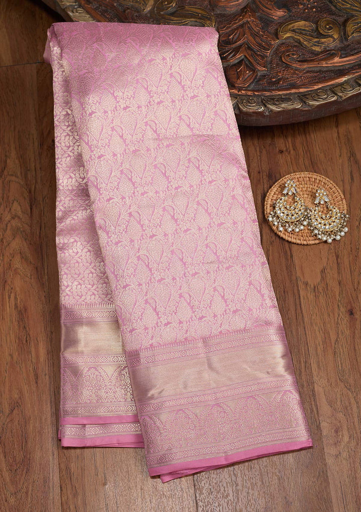 Onion Pink Zariwork (Silver) Silk Silk_Saree
