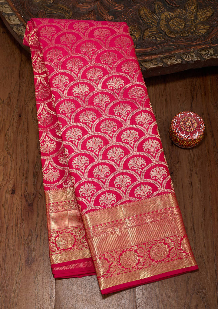 Rani Pink Zariwork (Gold) Silk Silk_Saree