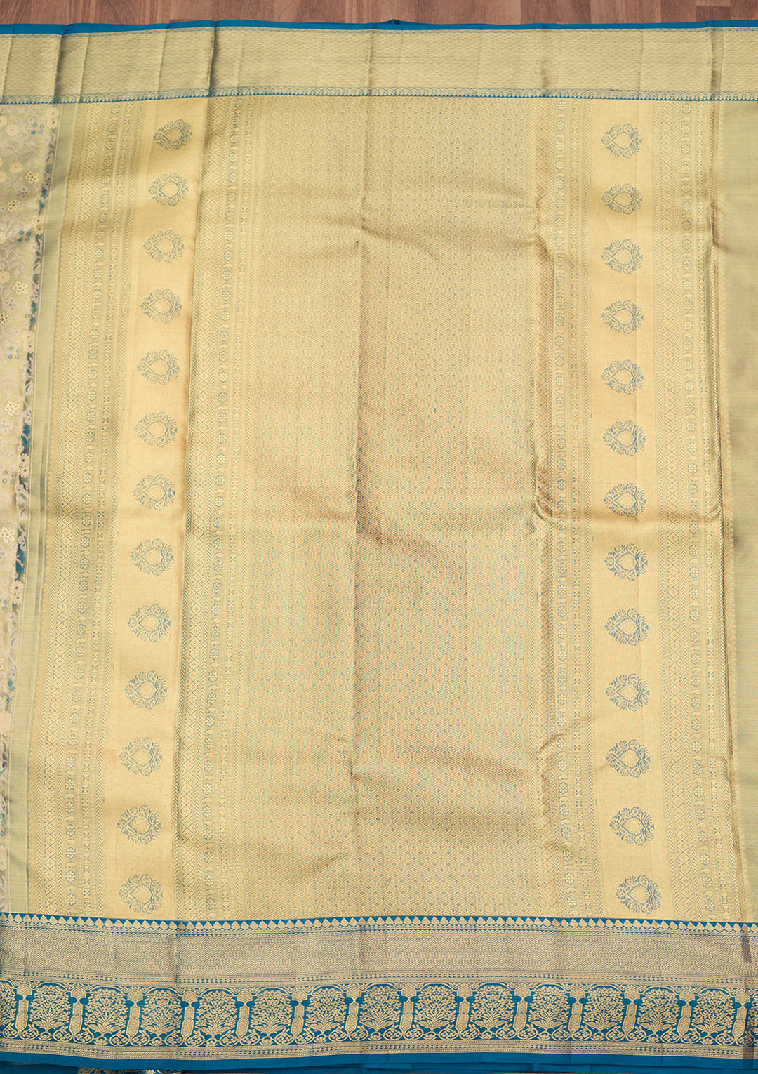 Peacock Blue Zariwork (Gold) Silk Silk_Saree