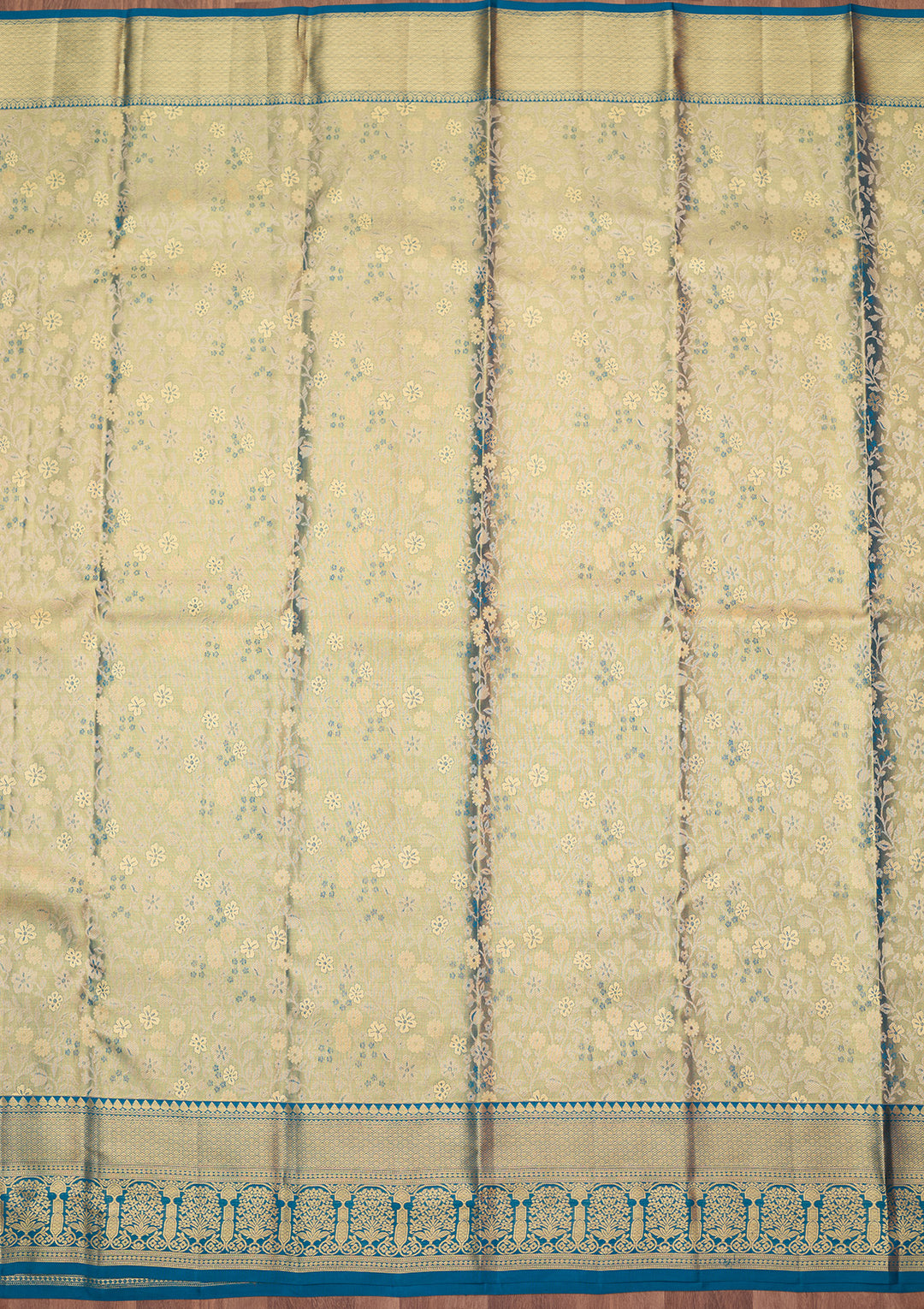 Peacock Blue Zariwork (Gold) Silk Silk_Saree