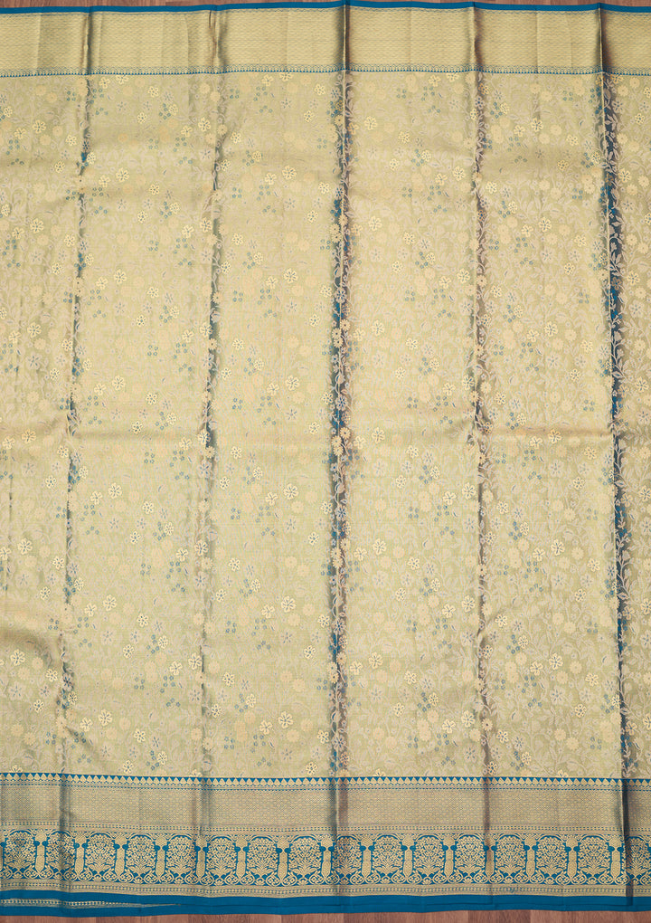 Peacock Blue Zariwork (Gold) Silk Silk_Saree