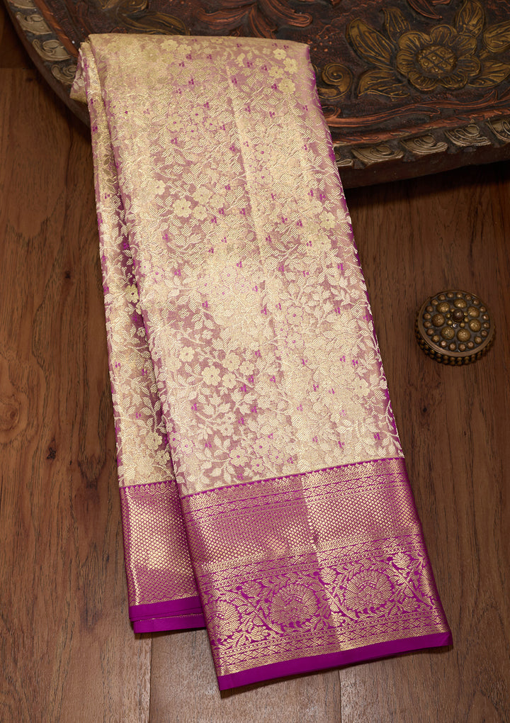 Magenta Pink Zariwork (Gold) Silk Silk_Saree