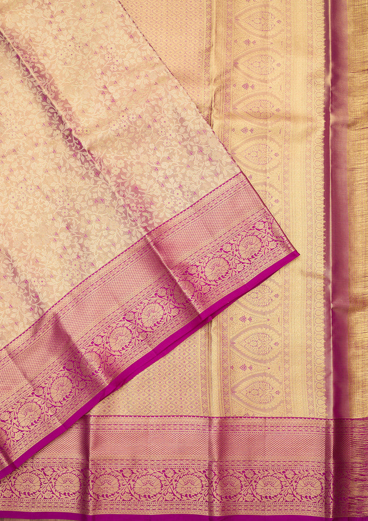 Magenta Pink Zariwork (Gold) Silk Silk_Saree