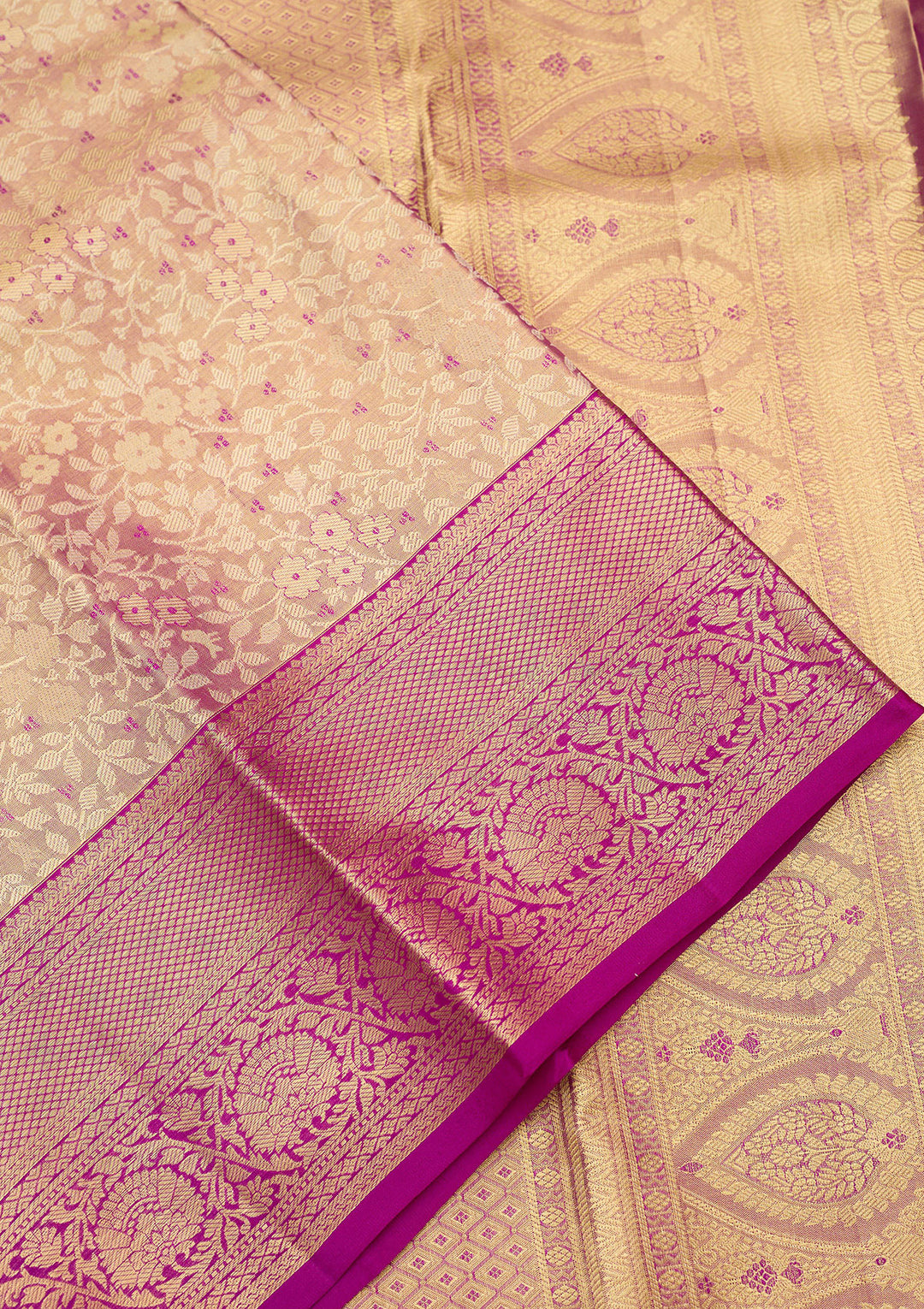Magenta Pink Zariwork (Gold) Silk Silk_Saree