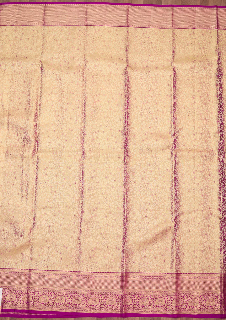 Magenta Pink Zariwork (Gold) Silk Silk_Saree