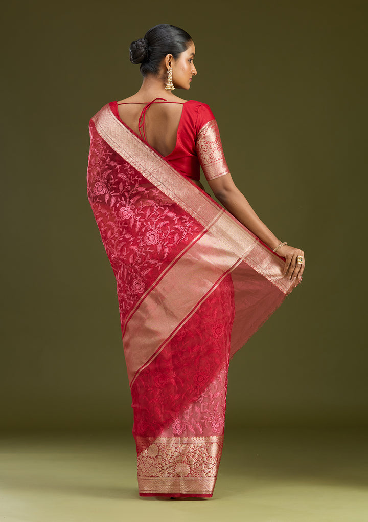 Maroon Zariwork (Gold) Silk Silk Saree