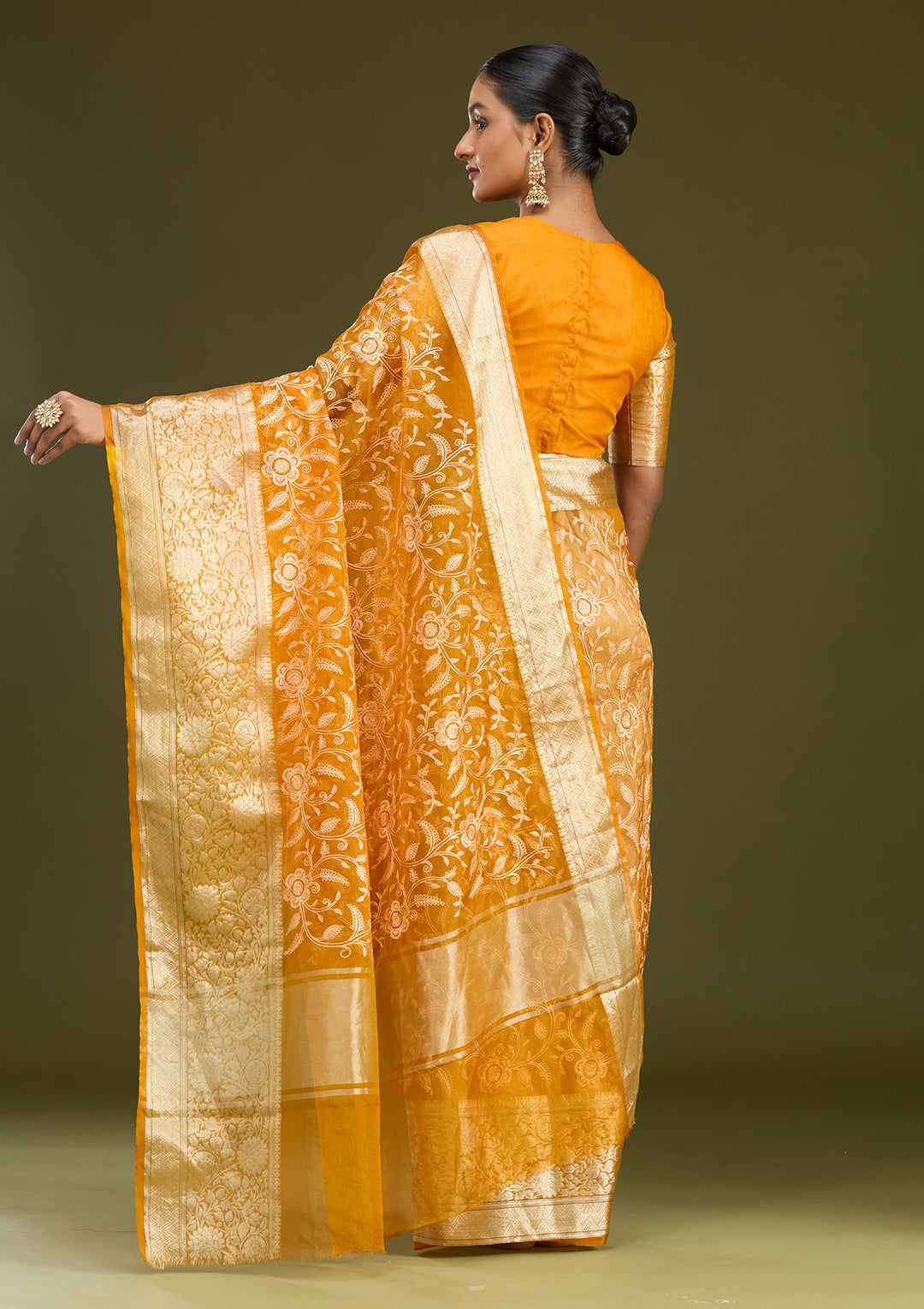 Mustard Zariwork (Gold) Silk Silk Saree