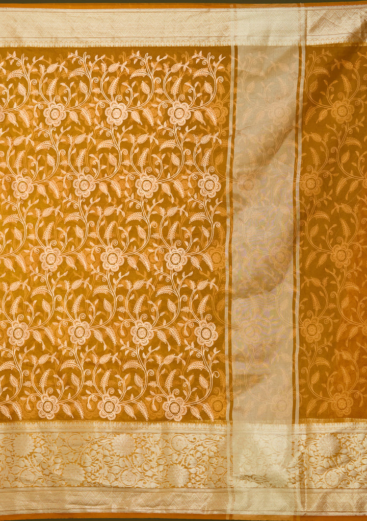 Mustard Zariwork (Gold) Silk Silk Saree