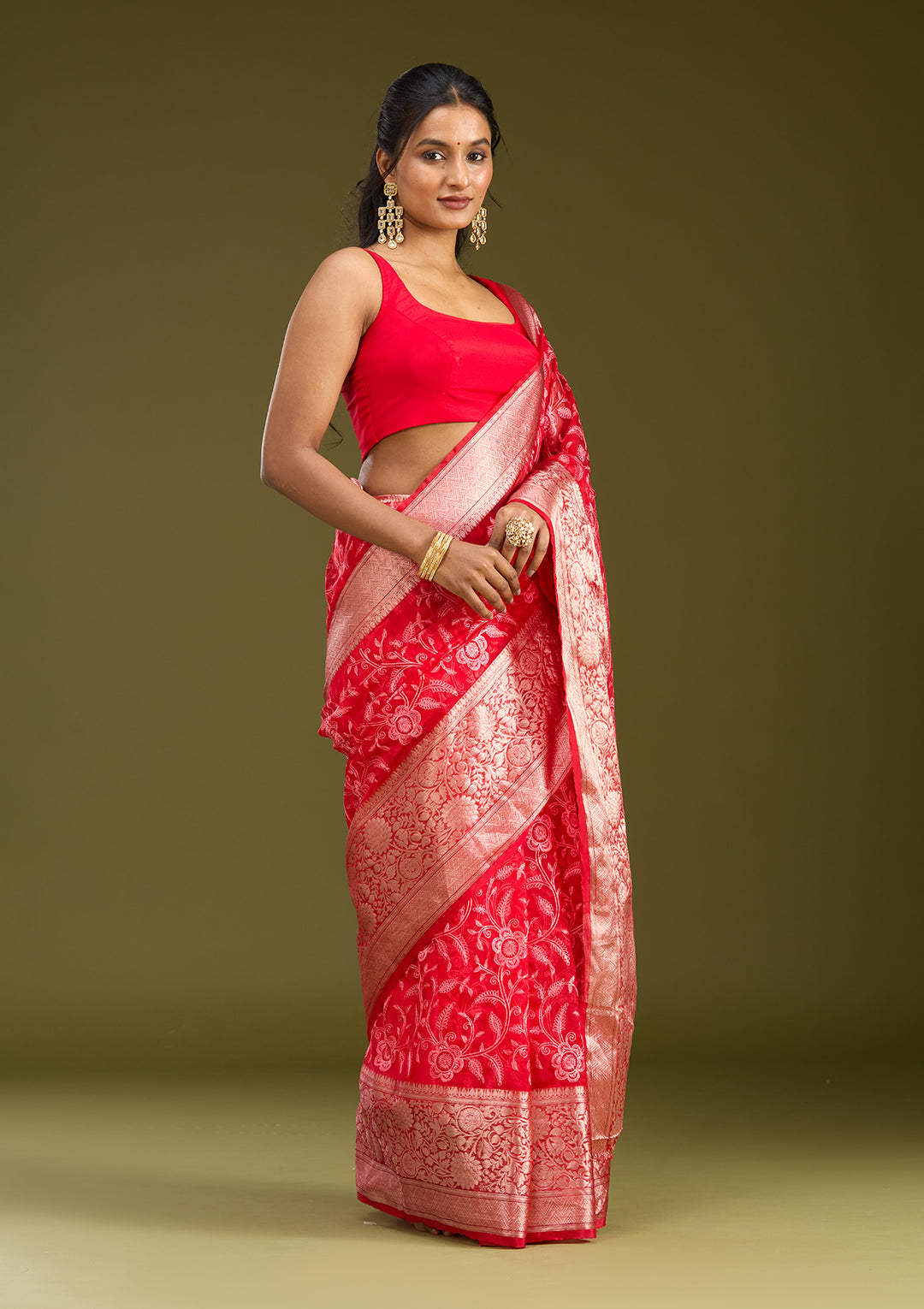 Red Zariwork (Gold) Silk Saree