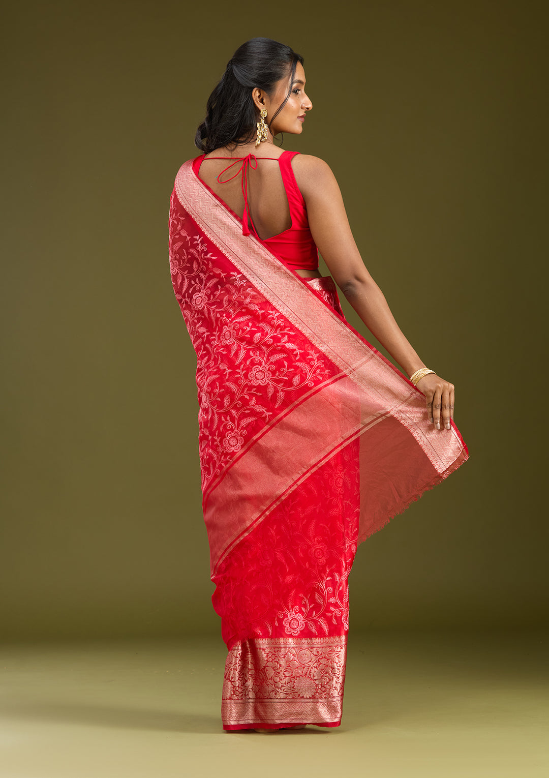 Red Zariwork (Gold) Silk Saree