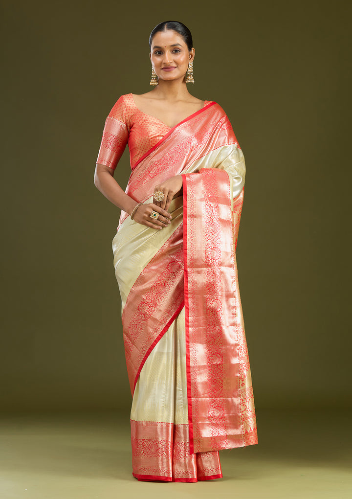 Silver Zariwork (Gold) Silk Silk Saree