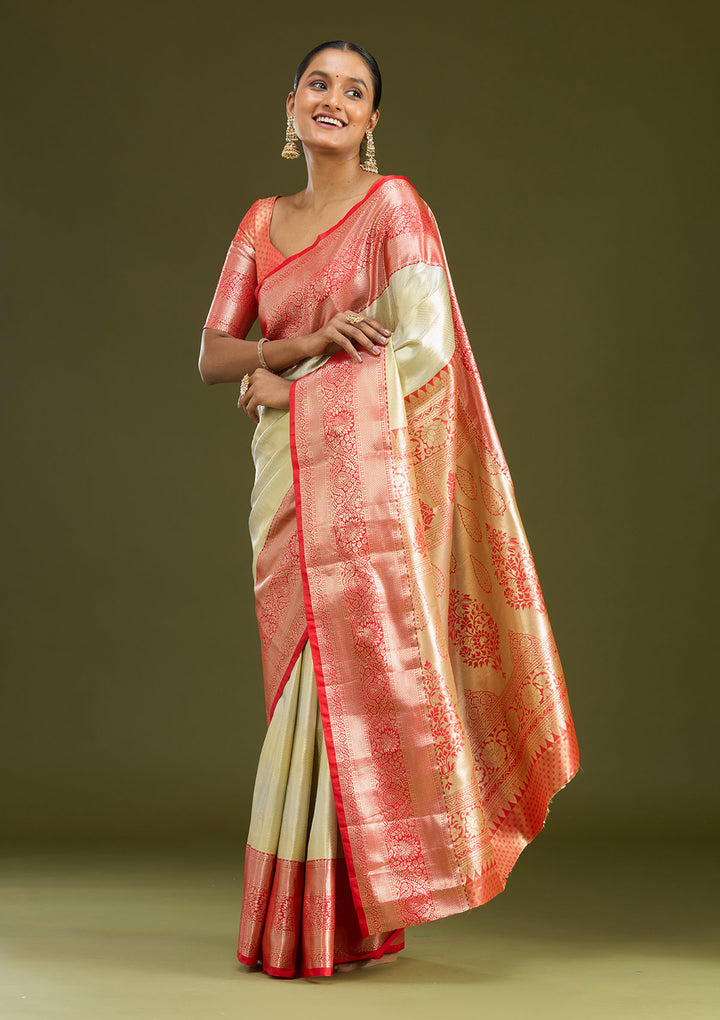 Silver Zariwork (Gold) Silk Silk Saree