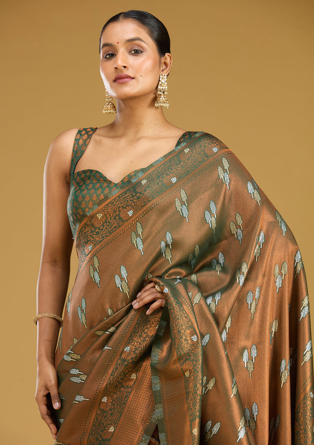 Mehendi Zariwork (Silver) Silk Silk Saree