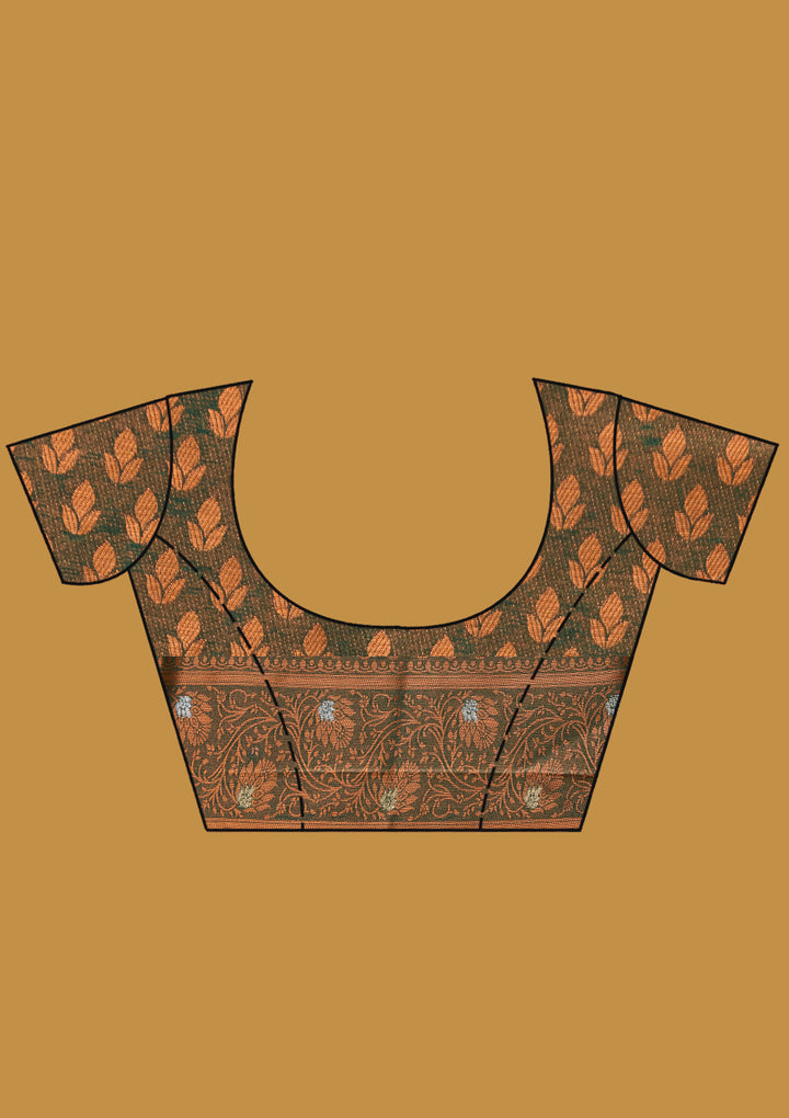 Mehendi Zariwork (Silver) Silk Silk Saree