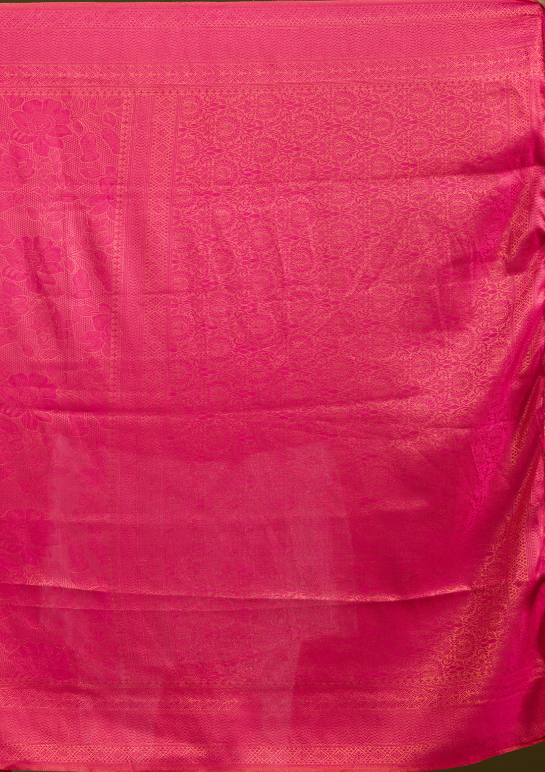 Magenta Pink Zariwork (Gold) Silk Saree