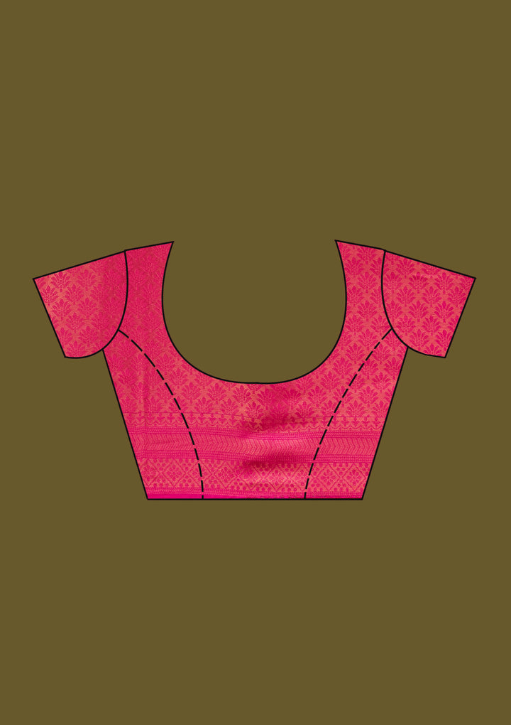 Magenta Pink Zariwork (Gold) Silk Saree