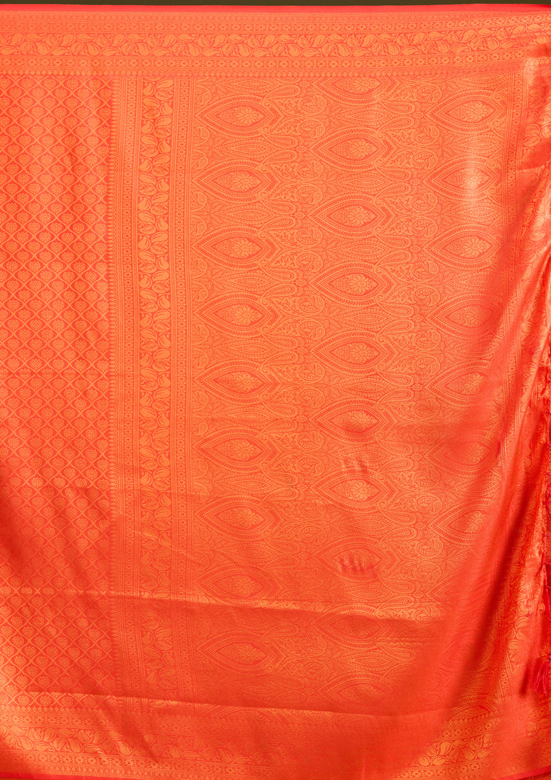 Orange Zariwork (Gold) Silk Silk Saree