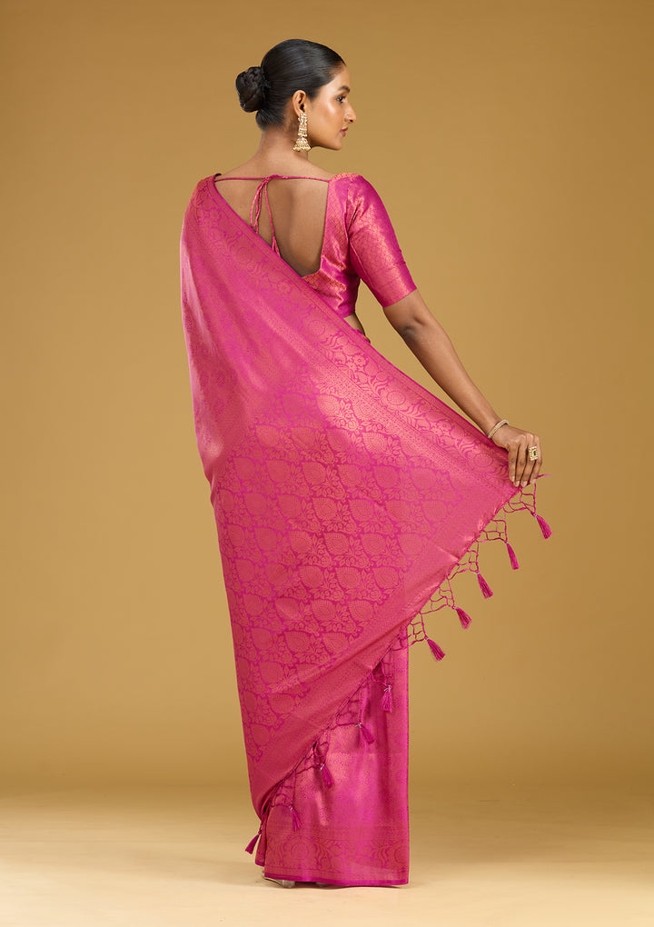 Wine Zariwork (Gold) Silk Silk Saree