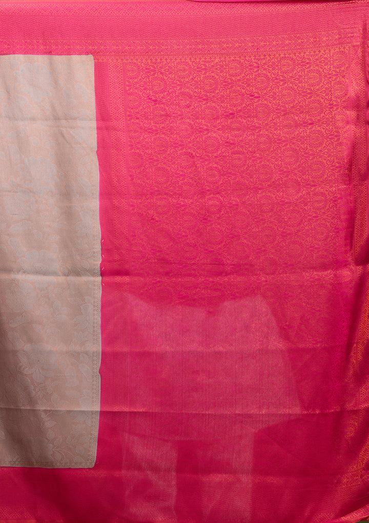 Light Grey Zariwork (Gold) Silk Saree