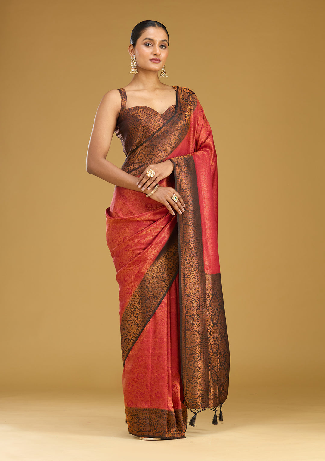 Maroon Zariwork (Gold) Silk Silk Saree