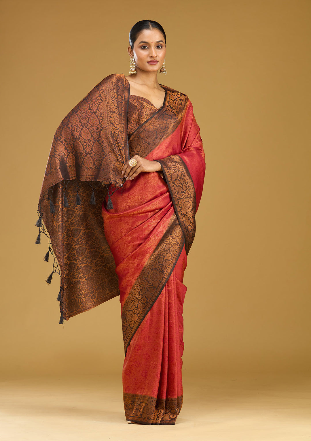Maroon Zariwork (Gold) Silk Silk Saree