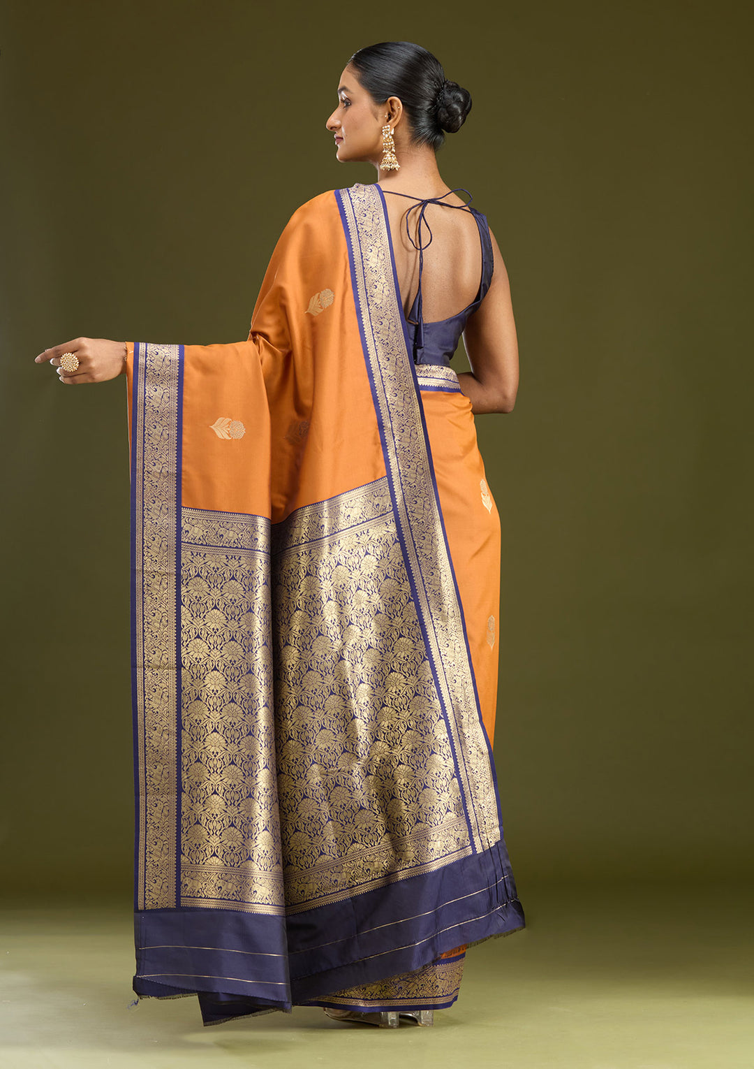 Rust Zariwork (Gold) Silk Silk Saree
