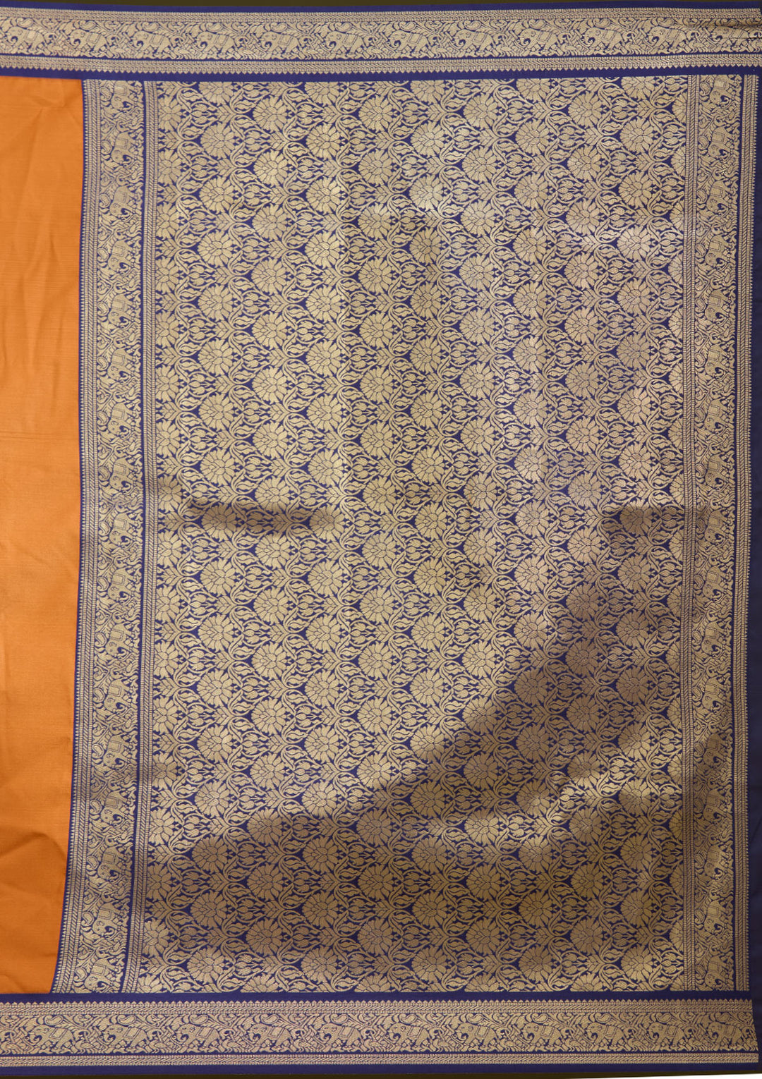 Rust Zariwork (Gold) Silk Silk Saree