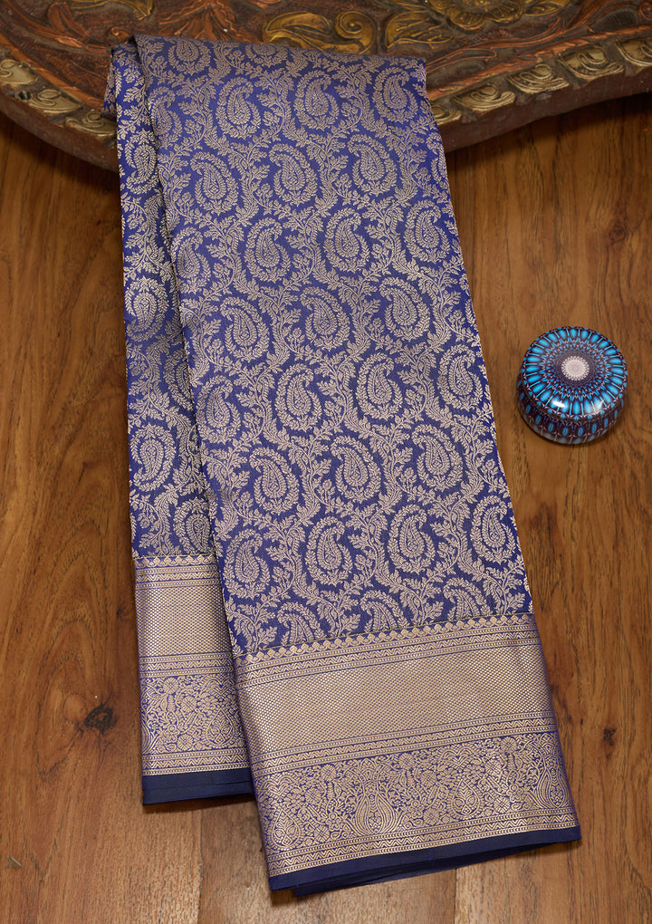 Royal Blue Zariwork (Gold) Silk Saree
