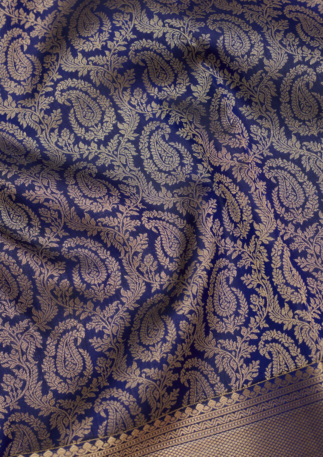 Royal Blue Zariwork (Gold) Silk Saree