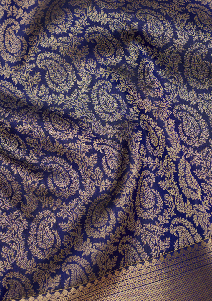 Royal Blue Zariwork (Gold) Silk Saree