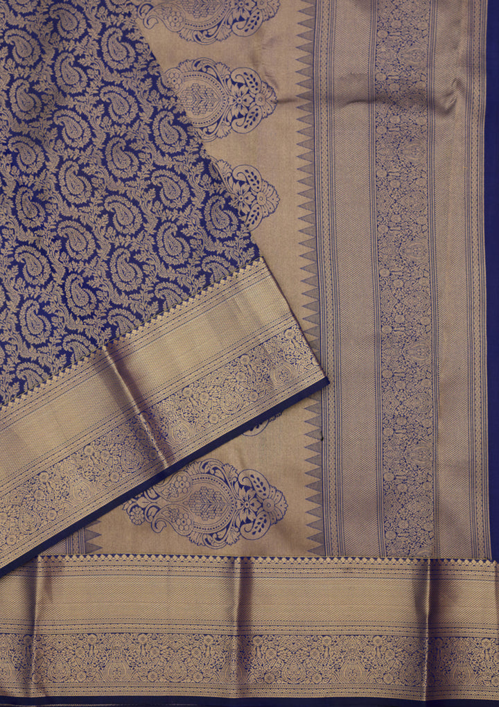 Royal Blue Zariwork (Gold) Silk Saree