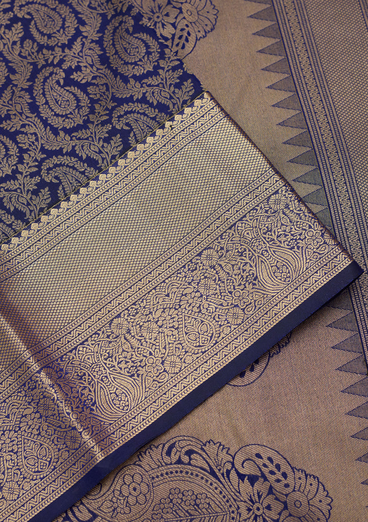 Royal Blue Zariwork (Gold) Silk Saree