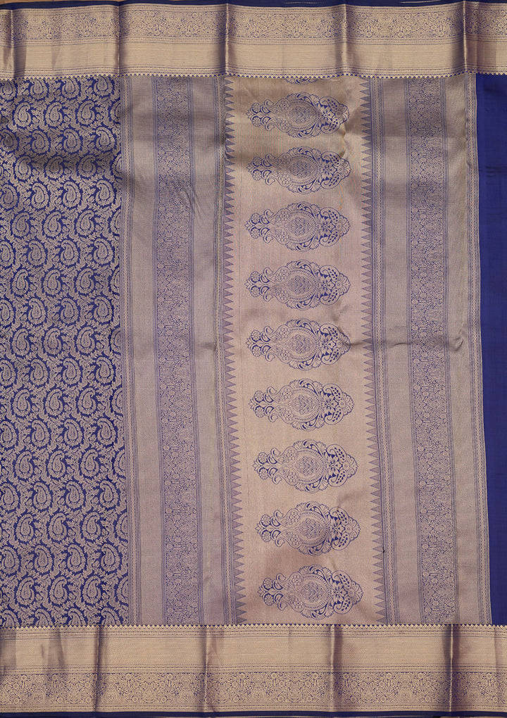 Royal Blue Zariwork (Gold) Silk Saree