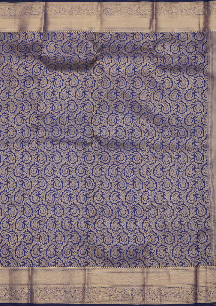 Royal Blue Zariwork (Gold) Silk Saree