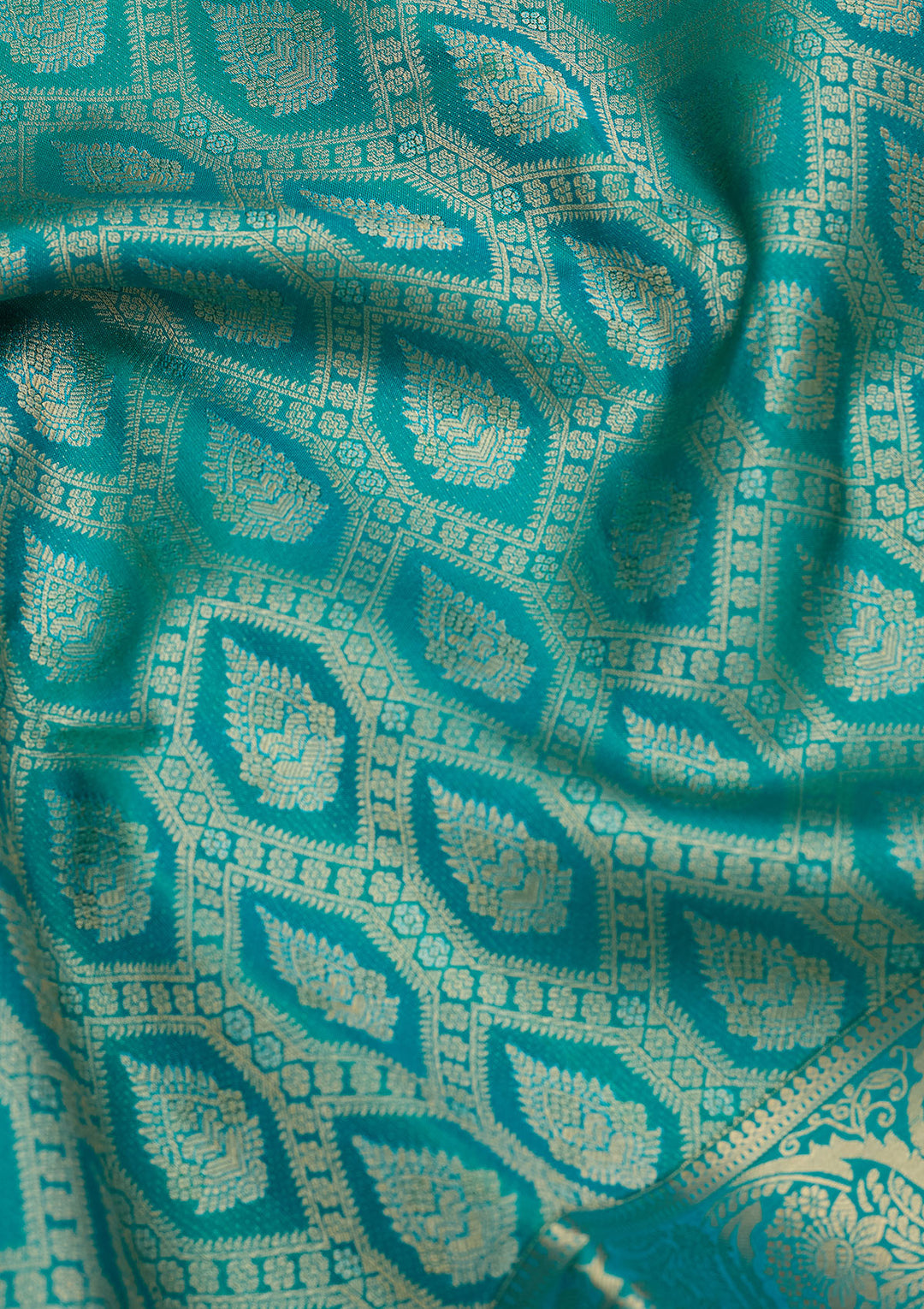 Rama Green Zariwork (Gold) Silk Silk Saree