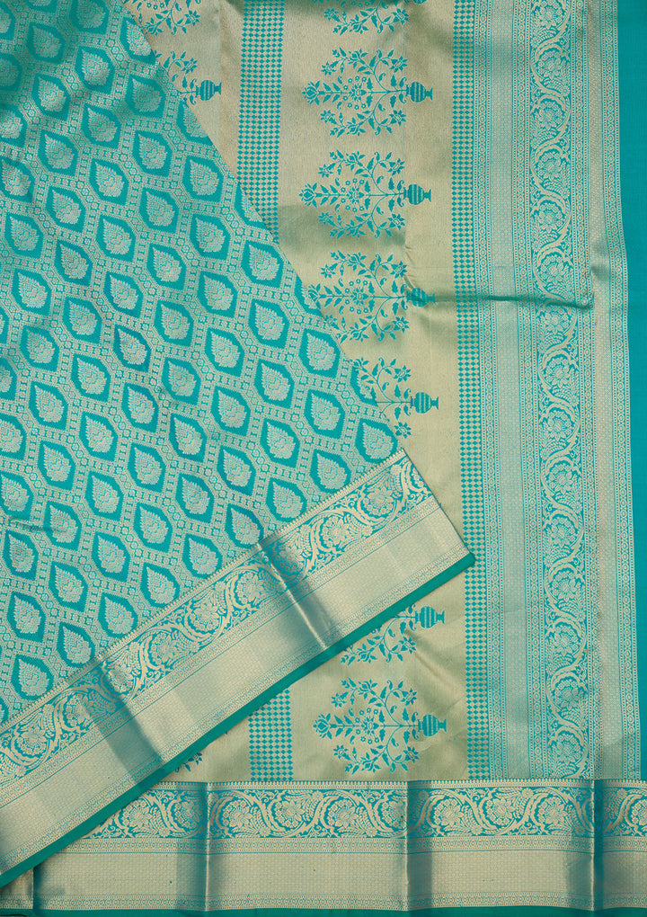 Rama Green Zariwork (Gold) Silk Silk Saree