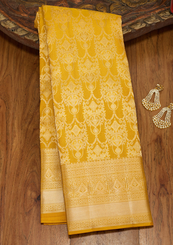 Mustard Zariwork (Gold) Silk Saree